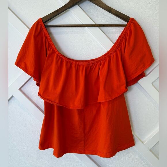 Eloquii Orange Off The Shoulder Ruffle Top Size 20 - Picture 5 of 10